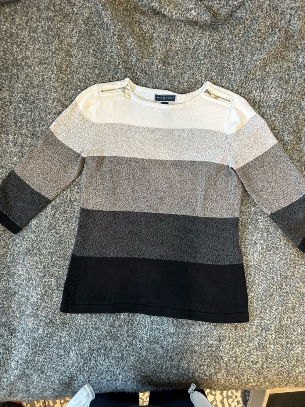 Karen Scott sweater black white gray cotton Size Small NWOT